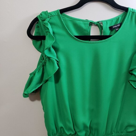 RW&Co. * Green Chiffon Ruffle Sleeve Dress * Sz XS - Picture 4 of 10